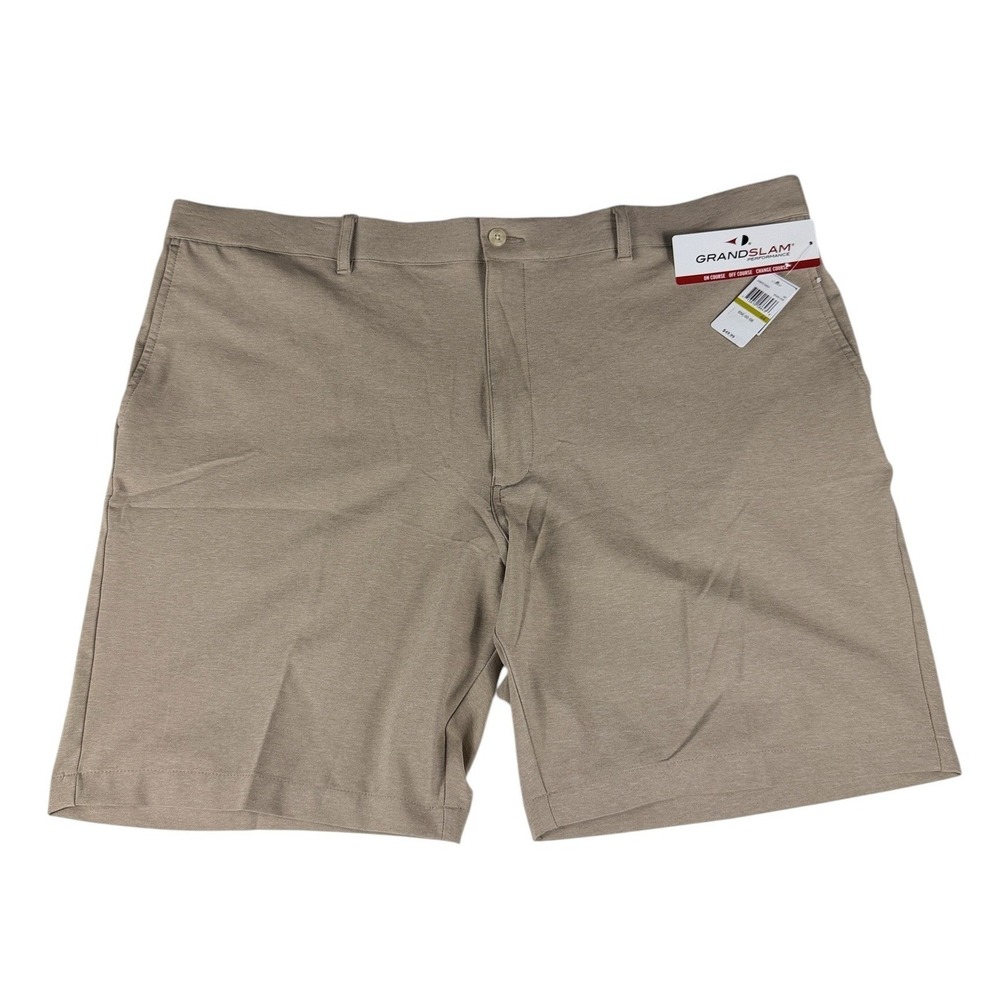 Grand Slam Performance Grand‎ Comfort Golf Shorts Khaki Beige 44 9" Inseam NEW